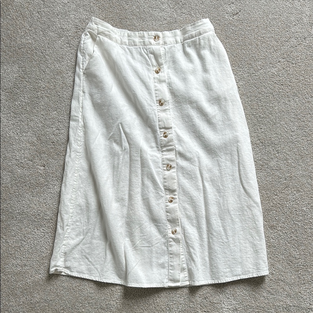 Lauren Conrad White Button-Down Linen Skirt